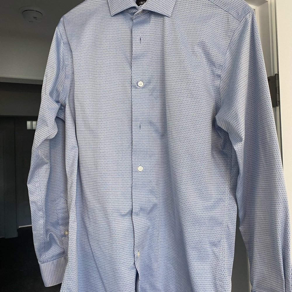 Kenneth Cole Light Blue Patterned Dress Shirt